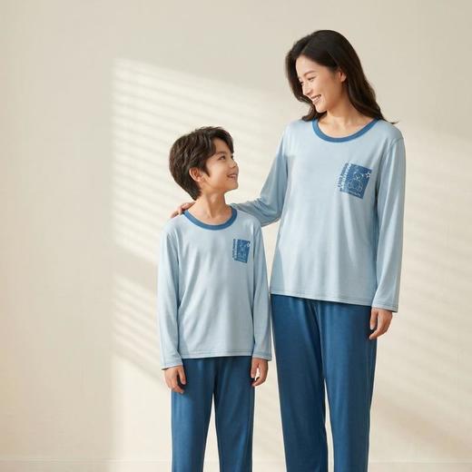 贝智佳青少年家居服男女童长袖长裤莱赛尔儿童睡衣亲子装学生空调服套装110-180 商品图1