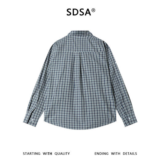 SDSA男装2026新款高贵轻奢韩系撞色格子长袖衬衫百搭时尚宽松长袖 商品图4