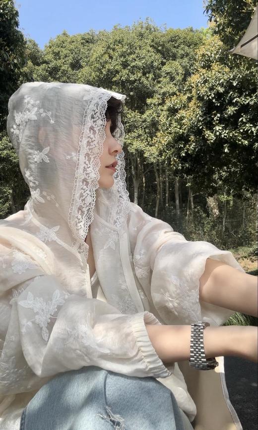 重工双面刺绣花蕾丝天丝防晒衫外罩 商品图0