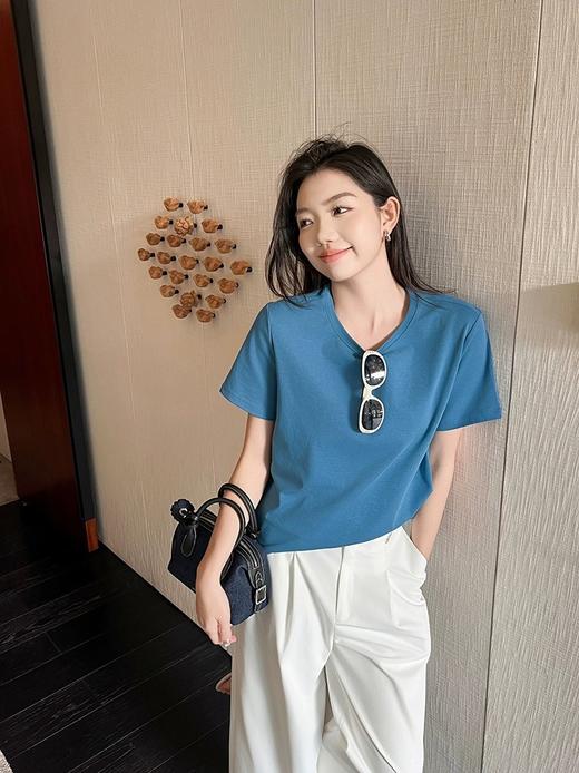 二店y 静谧海岛蓝~海岛T恤 百搭简约圆领显瘦短袖【VQJ26033486】 商品图11