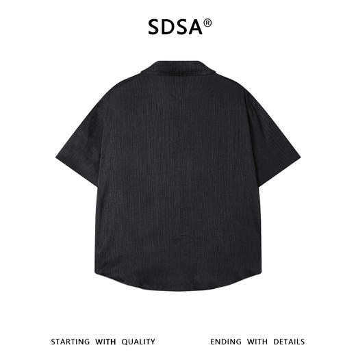 SDSA男装2026新款高贵轻奢设计感竖纹肌理翻领短袖衬衫百搭上衣 商品图4