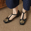 【预售5天】优雅风包头内增高凉鞋女真皮春夏季方头花朵刺绣法式罗马鞋YCJX&H-8972 商品缩略图1