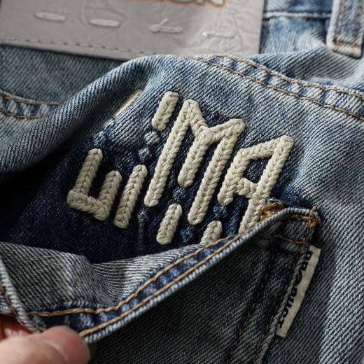 【lyyk-Z3015】男子百搭刺绣水洗舒适直筒浅色牛仔长裤！！ 商品图2