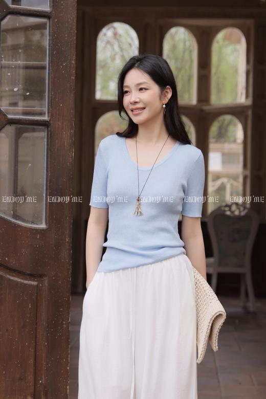 【门店同款】ENJOY夏季V领短袖针织上衣 170747705 商品图6