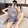 无袖男士睡衣夏季休闲宽松纯色条纹凉感冰丝背心家居服套装可外穿 商品缩略图1