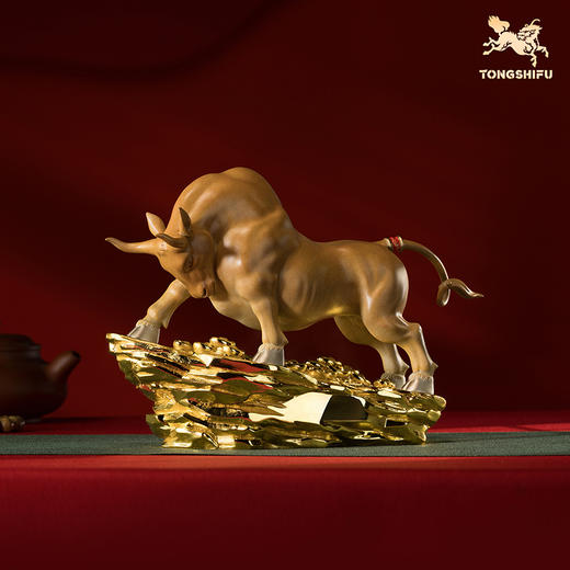 铜师傅《力耕千金》牛吉祥物客厅办公室 招财开业工艺品铜摆件 商品图0