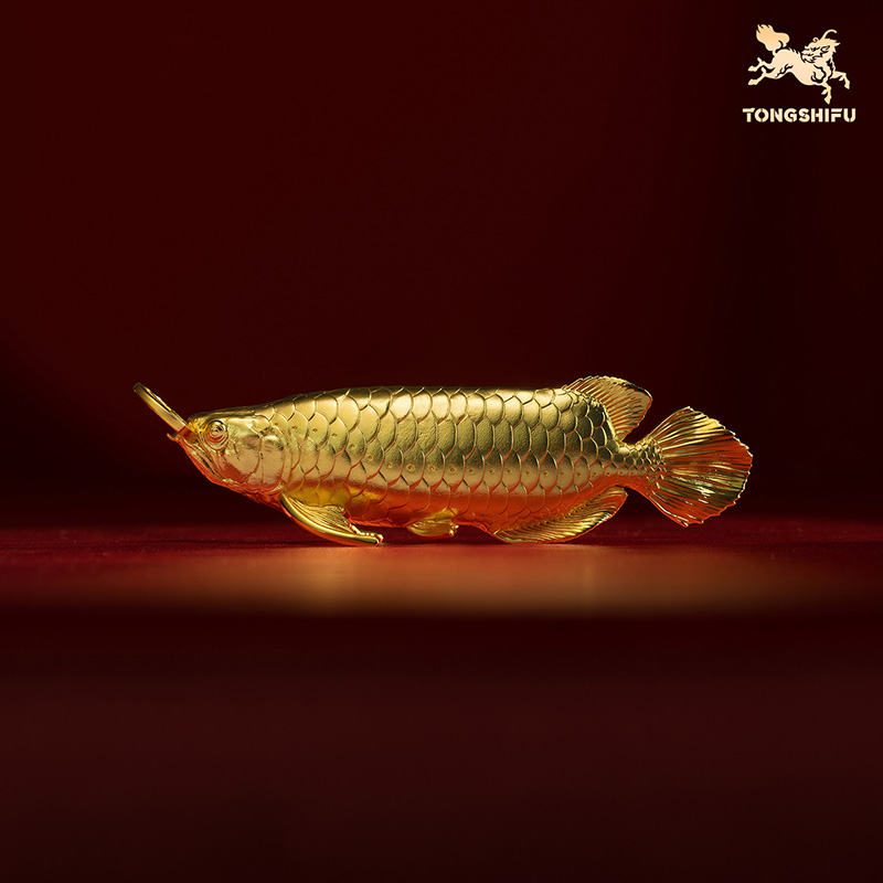 铜师傅《衔宝金麟》金龙鱼铜摆件 客厅办公室装饰品搬迁开业礼物
