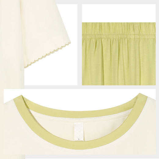 【7.5折限时特惠】【秀黛】女圆领杯垫短袖套装莫代尔拉架云柔棉触感糯滑宽松舒适女士夏季睡衣家居服W2551044T【门店同款】 商品图4