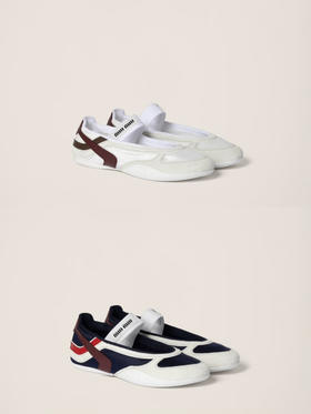 MIU-SH 拼色平底芭蕾鞋