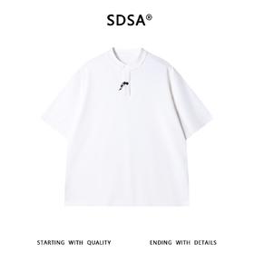SDSA男装2026新款轻奢新中式立领金属吊坠短袖T恤宽松亨利领上衣