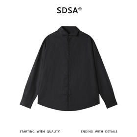 SDSA男装2026新款高贵轻奢时尚休闲纯色翻领长袖衬衫百搭宽松上衣