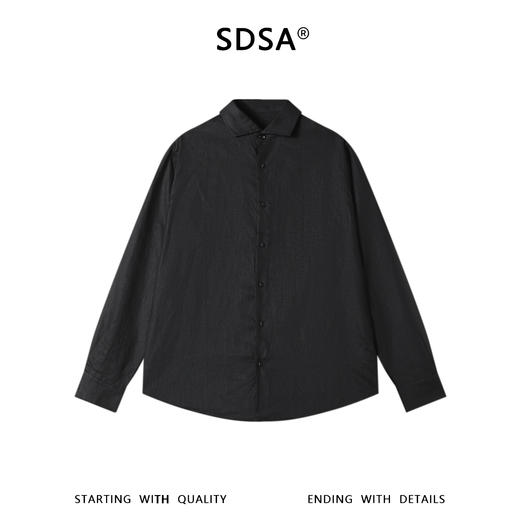 SDSA男装2026新款高贵轻奢时尚休闲纯色翻领长袖衬衫百搭宽松上衣 商品图0