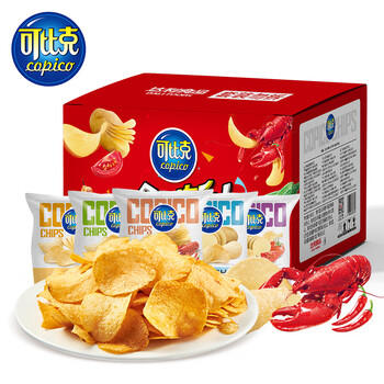 可比克纯切薯片300g儿童小包装休闲零食大礼包膨化食品礼盒混合口味 商品图5