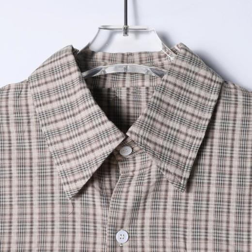 SDSA男装2026新款高贵轻奢格纹爱心刺绣长袖衬衫宽松翻领休闲上衣 商品图1