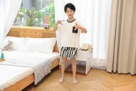 【单件6折/2件5折】【秀黛】男童圆领小熊短袖套装儿童男童夏季睡衣家居服L2441009T【门店同款】