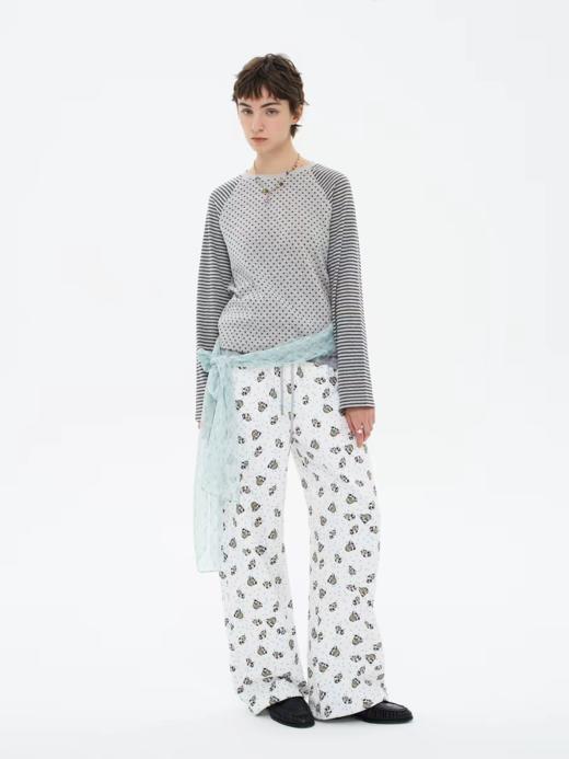 local tag/lt26ssk14/ 玩耍的猫咪 前插袋拼接卫裤 宽松可爱休闲阔腿卫裤 商品图3