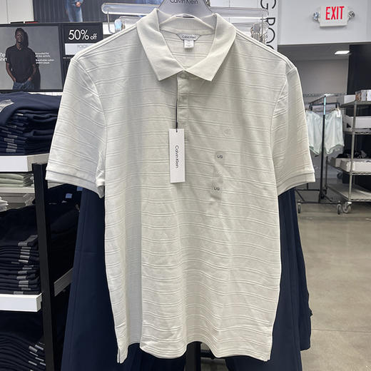 Calvin Klein/CK 男士夏季纯棉条纹经典版型刺绣LOGO短袖POLO衫 商品图0