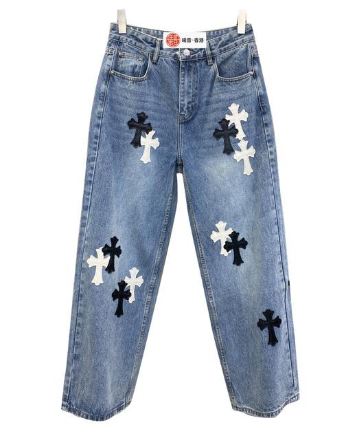 中性款十字架牛仔裤长裤la009 商品图0