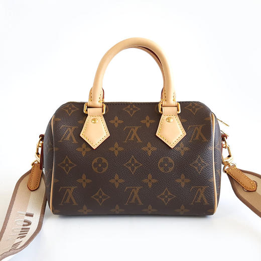 【95新】LV路易威登SPEEDY 系列M46222老花奶茶色肩带speedy20手提单肩包女士300326AK12 商品图4