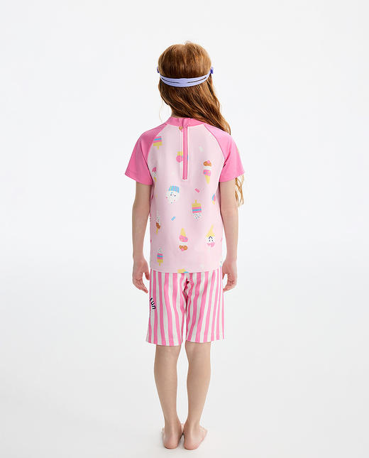 【店庆提前购】8楼爱慕儿童Aimer Kids女孩可爱冰激凌短袖五分裤分身泳衣3件套装AK167L531，吊牌价620元/套 商品图4