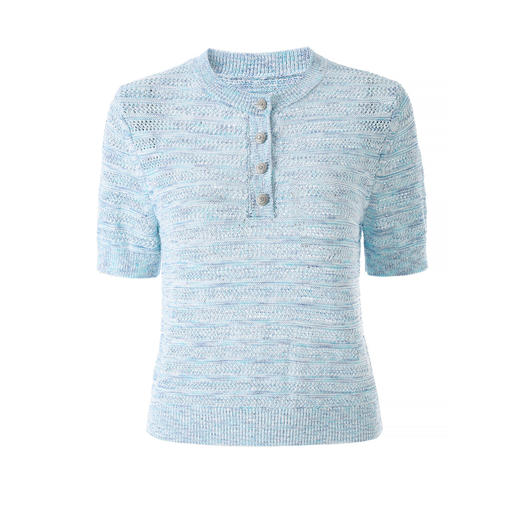 「高货wl」全新升级【铂金会员183/天猫249/差价66】(03748)洛诗琳立体段染织花短袖上衣2026新款显瘦亮片镂空针织T恤 商品图4