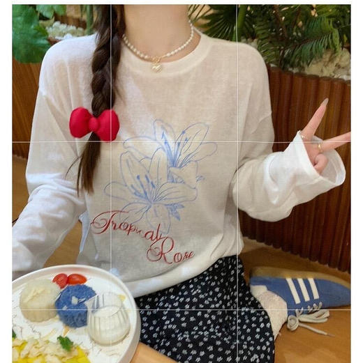 【莱塞尔印花长袖罩衫T恤】夏日防晒罩衫 莱塞尔面料软糯亲肤 版型宽松显瘦 商品图2