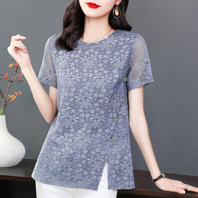 短袖蕾丝上衣女2026年夏季新款大码女装女士t恤宽松漂亮小衫高级