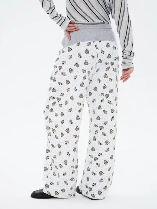 local tag/lt26ssk14/ 玩耍的猫咪 前插袋拼接卫裤 宽松可爱休闲阔腿卫裤 商品图0