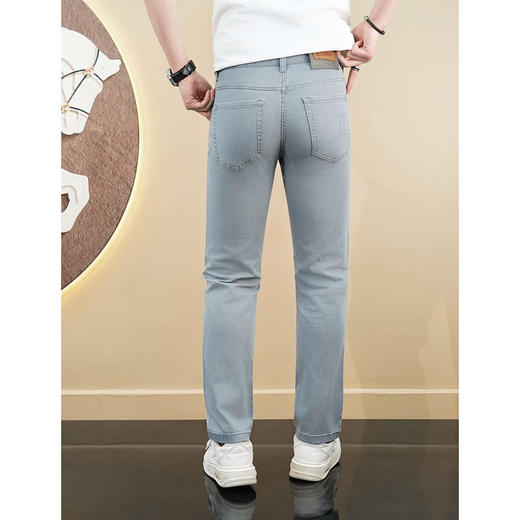 轻奢纯色莱赛尔+棉夏季薄款复古舒适修身直筒百搭牛仔裤    KDZC-K26116 商品图2