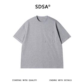 SDSA男装2026新款轻奢肌理感铆钉贴袋短袖T恤宽松圆领休闲上衣