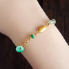 【天然正品】A货翡翠AU750黄金镶天然细腻糯种飘辣阳绿平安扣配冰种桶珠翡翠手链 链长：21CM（长度可调节）080426XY18 商品缩略图5