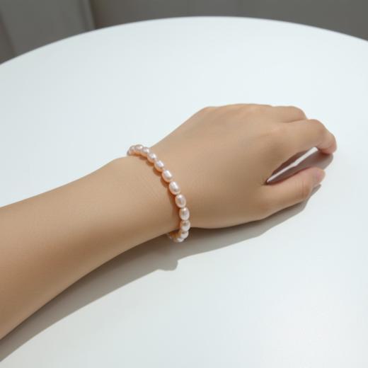 香槟金无瑕 5-6mm大米珠珍珠手链 纯银延长扣 主推 温润通勤 [发：35] 商品图2