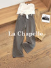 专柜实拍【全棉工装牛仔】拉夏贝尔/La Chapelle宽松复古高腰单扣裤袢工装风直筒牛仔裤美式做旧伐木裤 商品缩略图2
