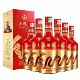 2022年五粮红飘带，42度浓香型，整箱500ml×6瓶。