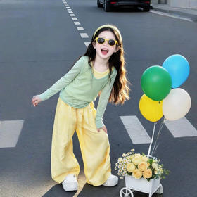 童洛萌女童春夏季韩系穿搭新款多巴胺女孩长袖背心裤子三件套爆款针织120-170