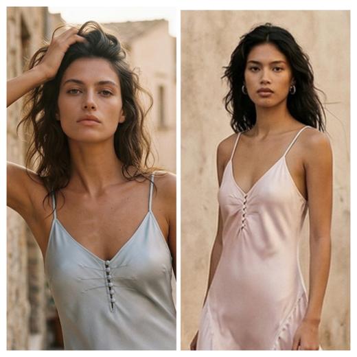 桑罗SANGLUO真丝吊带睡裙修身轻法式性感不规则分割下摆100桑蚕丝睡衣03323240 商品图7