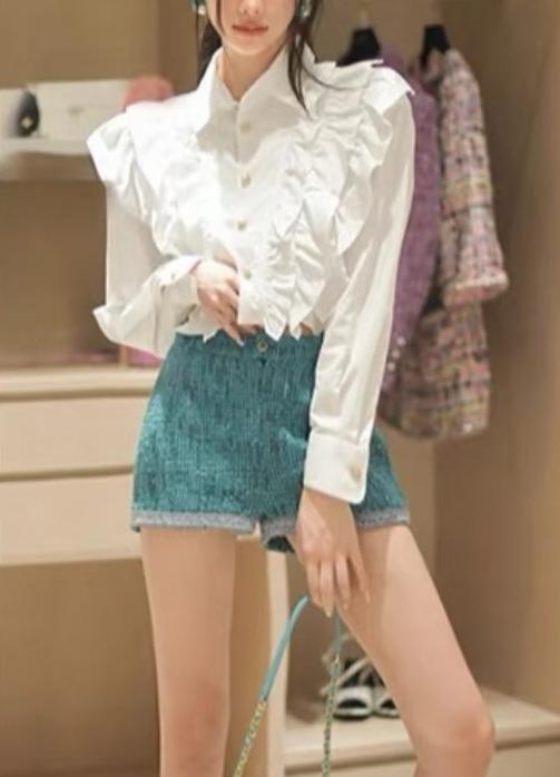 女款荷叶边长袖衬衫ba025 商品图3