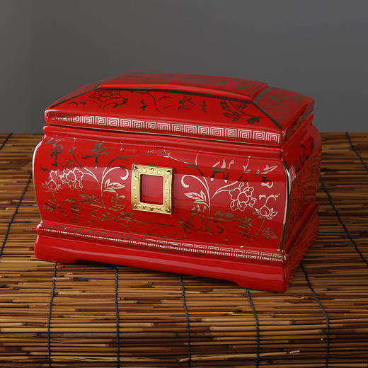 富贵花1骨灰盒陶瓷寿盒棺材汉白玉瓷棺材男女款寿盒骨灰坛骨灰罐 商品图0