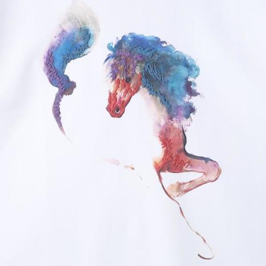 SDSA男装2026新款高贵轻奢国风水彩骏马印花T恤小众艺术感上衣 商品图3