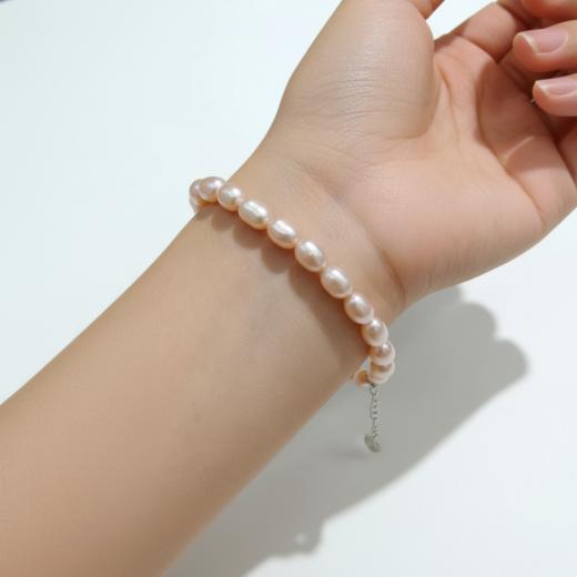 香槟金无瑕 5-6mm大米珠珍珠手链 纯银延长扣 主推 温润通勤 [发：35] 商品图4