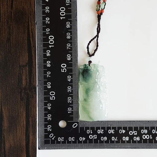 【天然正品】A货翡翠天然细腻冰种飘蓝花竹节瑞兽造型（节节有福）翡翠吊坠项链54.2*27.9*6.8MM（皆取最大值）220326TJ15 商品图2