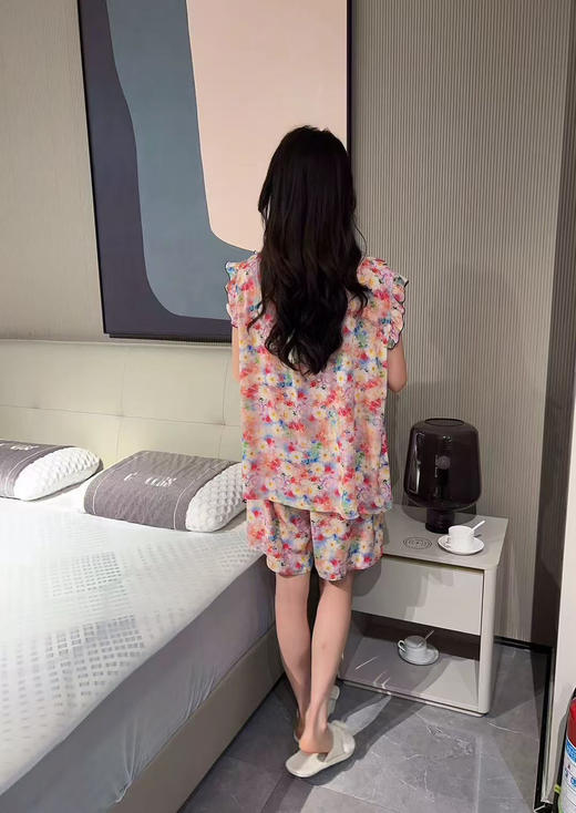 春夏新品大码圆领荷叶边袖口减龄家居服两件套（居家旅游必备） 商品图3