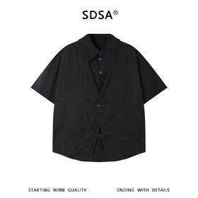 SDSA男装2026新款高贵轻奢假两件拼接短袖衬衫小众设计感宽松衬衣