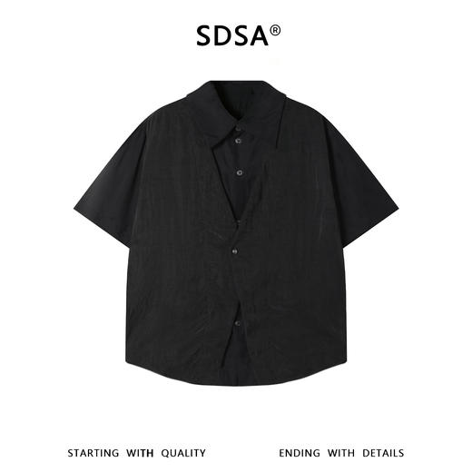 SDSA男装2026新款高贵轻奢假两件拼接短袖衬衫小众设计感宽松衬衣 商品图0