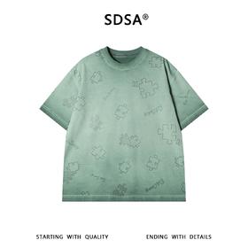SDSA男装2026新款高贵轻奢拼图暗纹提花短袖T恤宽松圆领休闲上衣