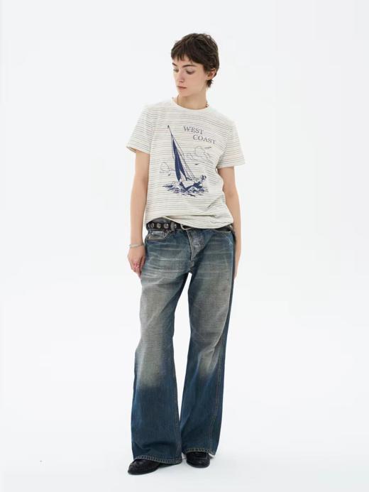 local tag/lt26ssk22/西海岸假日 度假条纹印花T 休闲百搭圆领短袖上衣 商品图2