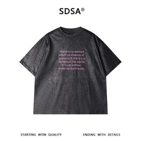 SDSA男装2026新款高贵轻奢美式复古励志英文印花T恤宽松短袖
