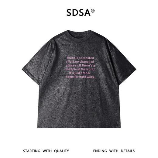 SDSA男装2026新款高贵轻奢美式复古励志英文印花T恤宽松短袖 商品图0