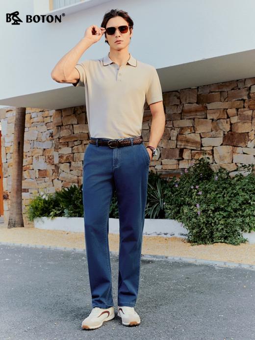波顿男士春夏季斜袋直筒牛仔裤自在不紧绷的百搭宽松神裤ME995126 商品图1