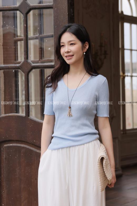 【门店同款】ENJOY夏季V领短袖针织上衣 170747705 商品图4